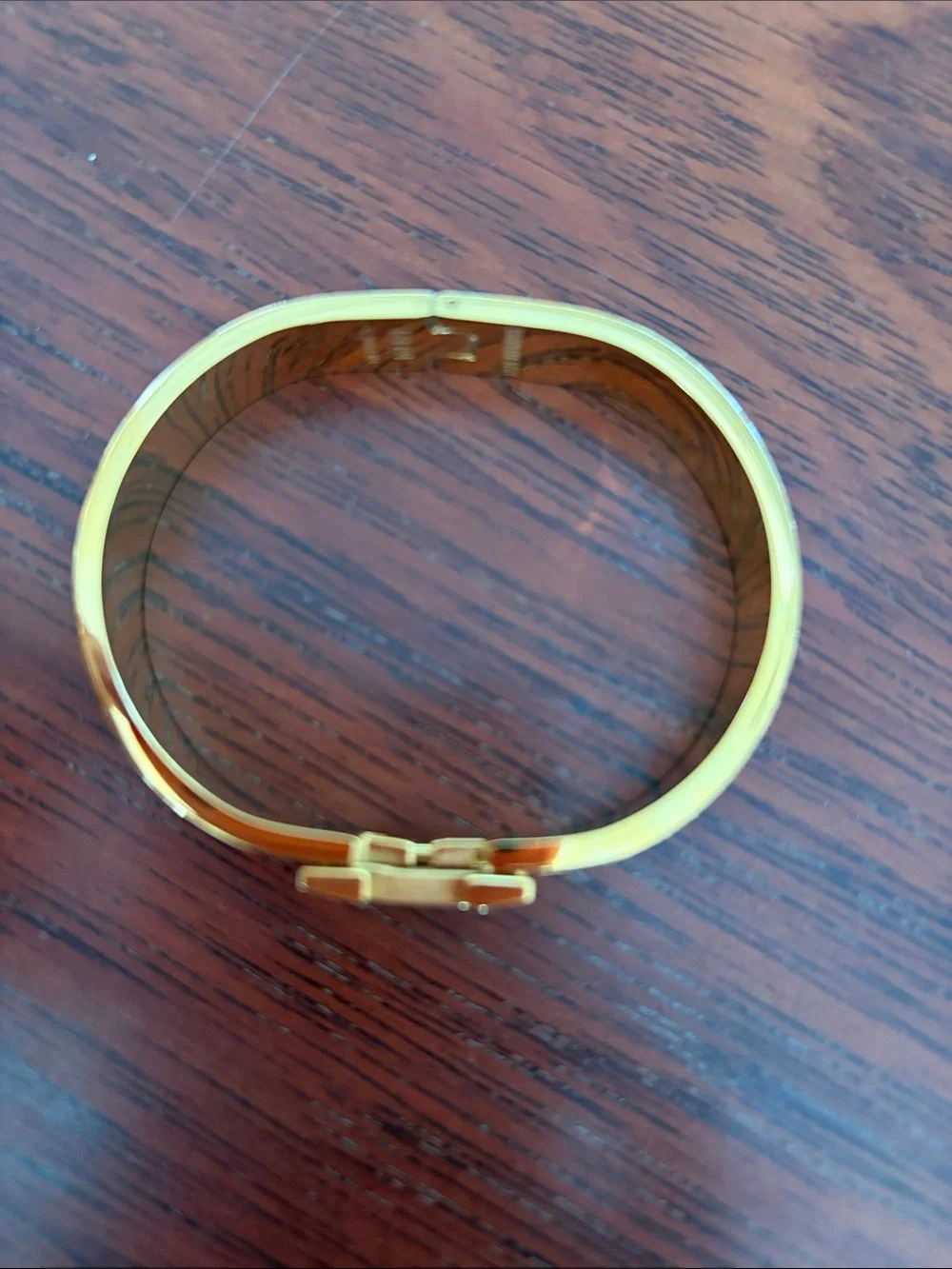 New H Stanley Polished Gold Hinged Bangle Bracelet